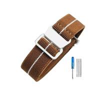 LOPAKACTAG Bracelet de montre Tudor Black Bay for petites fleurs rouges, série Bronze, en toile nylon élastique et respirante style parachute, 18, 20 22 mm(Brown White-Steel,20mm)