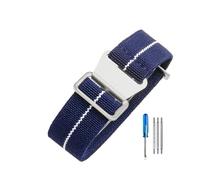 LOPAKACTAG Bracelet de montre Tudor Black Bay for petites fleurs rouges, série Bronze, en toile nylon élastique et respirante style parachute, 18, 20 22 mm(Blue White-Steel,18mm)