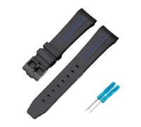 LOPAKACTAG Bracelet en caoutchouc for montre Blancpain x Swatch, collaboration avec boucle acier inoxydable, 22 mm, interface incurvée, unisexe, remplacement de bracelet(Black blue line 02)