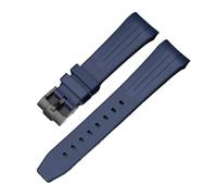 LOPAKACTAG Bracelet en caoutchouc for montre Blancpain x Swatch, collaboration avec boucle acier inoxydable, 22 mm, interface incurvée, unisexe, remplacement de bracelet(Royal blue black)