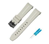 LOPAKACTAG Bracelet en caoutchouc for montre Blancpain x Swatch, collaboration avec boucle acier inoxydable, 22 mm, interface incurvée, unisexe, remplacement de bracelet(Khaki white line 02)