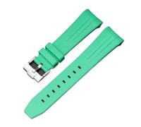 LOPAKACTAG Bracelet en caoutchouc for montre Blancpain x Swatch, collaboration avec boucle acier inoxydable, 22 mm, interface incurvée, unisexe, remplacement de bracelet(Dark green silver)