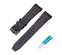 LOPAKACTAG Bracelet en caoutchouc for montre Blancpain x Swatch, collaboration avec boucle acier inoxydable, 22 mm, interface incurvée, unisexe, remplacement de bracelet(Black red line 02)