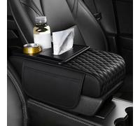 LOPAMCGH Coussin Accoudoir Voiture pour Tesla Model X Signature Series/X P100D, Housse Console Centrale en Cuir PU avec Porte-Gobelet & Poche de Rangement, Organisateur D'accoudoir Voiture,A Black