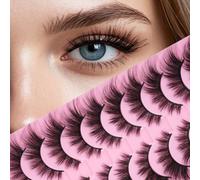 LOPHE 10 Paires de Faux Cils 3D Oeil de Chat, Volume Russe Extrême - Cils Artificiels Réutilisables,Utilisations avec Effet Racines Denses & Pointe Effilée,(H2)