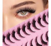 LOPHE 10 Paires Faux Cils 3D Oeil de Chat, Volume Russe Extrême, H2 | Cils Artificiels Réutilisables, Racines Denses et Pointe Effilée
