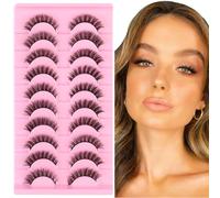 LOPHE 10 Paires Faux Cils 3D Oeil de Chat, Volume Russe Extrême, SA202 | Cils Artificiels Réutilisables, Racines Denses et Pointe Effilée