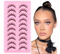 LOPHE 10 Paires Faux Cils 3D Oeil de Chat, Volume Russe Extrême, SA207 | Cils Artificiels Réutilisables, Racines Denses et Pointe Effilée