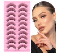 LOPHE 10 Paires Faux Cils 3D Oeil de Chat, Volume Russe Extrême, Y65 | Cils Artificiels Réutilisables, Racines Denses et Pointe Effilée
