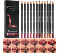 LOPHE 12 Couleurs Lipliner Crayon Set,Nude Crayons à Lèvres,Crayon à Lèvres Onctueux et Crémeux,Imperméable à l'Eau Lèvres Maquillage Soft Pencil Durable Mat Lisse Ultra Fine Lipliner, 12PCS-D