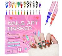 LOPHE 12 Stylos Nail Art,0.5mm de Peinture Acrylique Graffiti Marqueur D'art pour Ongles à Séchage Rapide,Séchage Rapide, Idéal pour Peinture,Peinture à Pois,Décoration D'ongles à Faire Soi-même,D