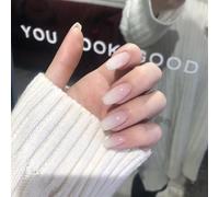 LOPHE 24 Pièces Ongles à Coller Manucure, Faux Ongles Court Carrés Français Rose Nude Ongles, Nails Autocollants pour Femme et Fille Nail Art,E