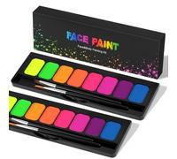 LOPHE 2PCS Peinture Visage 8 Couleurs, Kit Corporel UV, Halloween | Peinture Faciale et Corporelle Réactive à la Lumière Noire, pour Enfants, Noël Carnaval