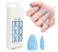LOPHE 32PCS Ongles A Coller, Paillettes Bleus Faux Ongles À Coller, Colle | Ongles A Coller, Kit de Faux Ongles, Texture Premium, Parfait pour Le Quotidien, Les Rendez-Vous et Les Séances Photo