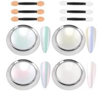 LOPHE 4PCS Poudre Chrome Ongle, Effet Chrome Ongle Miroir MéTallique Brillant,Laser Poudre à Ongles,Poudre Chrome Ongle Pigments Avec Paillettes Pou La DéCoration D'Art Ongle