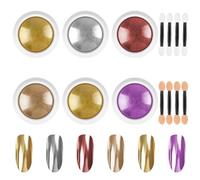 LOPHE 6 Poudre Chrome Ongle,Effet Chrome Ongle Miroir MéTallique Brillant Avec Paillettes,Laser Poudre à Ongles,Pigment Chrome Nails Nail Art,Décor Salon DIY Nail Art