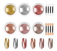LOPHE 6PCS Poudre Chrome Ongle, Effet Chrome Ongle Miroir MéTallique Brillant,Laser Poudre à Ongles,Poudre Chrome Ongle Pigments Avec Paillettes Pou La DéCoration D'Art Ongle