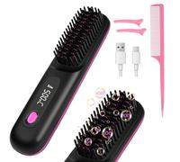 LOPHE Brosse Lissante Pour Cheveux, Lisseur Cheveux Sans Fil Portable Mini Lisseur Cheveux Brosse avec ÉCran 3 Température Réglable Chauffant Peigne à Cheveux Lonique pour Voyage et Domicile,Noir