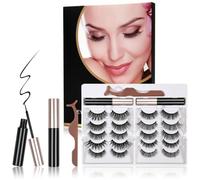 LOPHE Ensemble de Cils Magnétiques avec Eye-Liner Magnétique Imperméable et Pince à Épiler, 10 Paires de Faux Cils 3D Réutilisables, Faux Cils Naturels Sans Colle, Faciles à Porter, Aspect Naturel