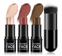 LOPHE Fard À Joues En Stick,Velvet Touch Creamy Stick Blush,3PCS Contour & Highlighter & Blush Set de Maquillage, Les Bâtons de Maquillage Hydratants pour Toute la Peau,B