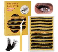 LOPHE Faux Cils Individuel Pré-Collés, 200PCS Faux Cils de Bande Dessinée, Cils Clusters Auto-Adhésifs sans Colle Nécessaire avec Pince, Cils Réutilisables 10-16mm pour Look Naturel, #04