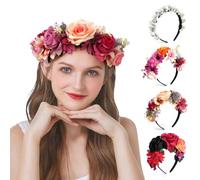 LOPHE Fleur Artificiel Mariée Serre Tête,Serre-Tête à Couronne de Fleurs Mexicaines,Bandeau à Cheveux Fleur Couronne Guirlande, pour Fille et Femme Bridal Hairband Floral Garland Headpiece,B
