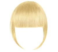 LOPHE Frange à Clip, Pince à frange française tressée De Vrais Cheveux Humains,Bangs Neat Une Extension de Cheveux à Clipser Air Bangs avec Temples,pour Femme à Porter au Quotidien,Or