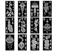 LOPHE Kit de Pochoirs pour Tatouage Temporaire Autoadhésifs Réutilisables, Facile à Utiliser, Idéal pour Fêtes, Carnaval, Halloween, Anniversaires, B-12PCS