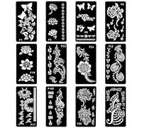 LOPHE Kit de Pochoirs pour Tatouage Temporaire Autoadhésifs Réutilisables, Facile à Utiliser, Idéal pour Fêtes, Carnaval, Halloween, Anniversaires, A-12PCS