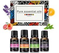 LOPHE Kit Huiles Essentielles 4x10ML, Huile Essentielle Aromathérapie Pures & Naturelle pour Diffuseurs, Massage, Yoga,pour Diffuseur Aromathérapie Lampe Humidificateur, Fabrication de Bougies