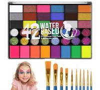 LOPHE Kit Peinture Corporelle Visage 42 Couleurs avec 10 Pinceaux, Palette Maquillage de Peinture Corporelle, Peinture à L'eau pour Le Visage et Le Corps pour Adultes, Enfants, Non Toxique