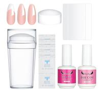 LOPHE Kit Pro Estampillage 6 en 1 - Tampon de Manucure Française avec Base/Top Coat, Stylo à Estampillage Transparent + Accessoires Nettoyage
