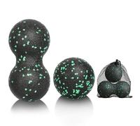 LOPHE Lot 2 Balles de Massage, Boules Haute Densité, Balle de massage double boule pour la Relaxation et soulager les douleurs musculaires, Masser les Pieds, dos, épaules, Bras(Vert)