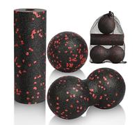 LOPHE Lot 3 Balles de Massage, Boules Haute Densité, Balle de massage double boule pour la Relaxation et soulager les douleurs musculaires, Masser les Pieds, dos, épaules, Bras(rouge)