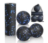 LOPHE Lot 3 Balles de Massage, Boules Haute Densité, Balle de massage double boule pour la Relaxation et soulager les douleurs musculaires, Masser les Pieds, dos, épaules, Bras(Bleu)