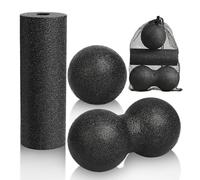 LOPHE Lot 3 Balles de Massage, Boules Haute Densité, Balle de massage double boule pour la Relaxation et soulager les douleurs musculaires, Masser les Pieds, dos, épaules, Bras(noir)