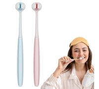 LOPHE Lot de 2 brosses à dents souples pour adulte - 3 côtés - En coton Edelweiss - En forme de V - Soin complet des gencives - Nettoyage de chaque dent (rose + bleu)