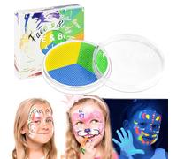 LOPHE Maquillage Fard Aquarellable Pot, Peinture du Visage, Maquillage FX Smiffys, peinture à l'eau pour le visage et le corps pour adultes, enfants,30g, Fluo(Bleu &Jaune&Vert)