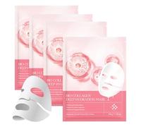 LOPHE Masque Collagene Visage,4 Pièces Bio Collagen Face Mask,Masque de Nuit Hydrogel Hydratant pour Femmes, pour les Peaux Sèches Ternes Hydratant,Réduction des Pores,Anti-âge et Rajeunissant