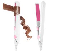 LOPHE Mini Fer à Lisser Boucleur 2 en 1, 110-220V, Blanc | Chauffage Rapide 10 Secondes, Tous Types Cheveux, Maison ou Salon