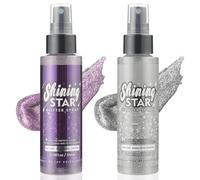 LOPHE Paillettes de Corps, Spray Paillette, Poudre Libre Spray Scintillant,Poudre Scintillante Maquillag pour Visage, Corps, Cheveux, Halloween, Fête, Noël, Argent +Violet