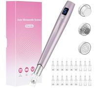 LOPHE Stylo Microneedling Professionnel 6 Vitesses, Dermapen Sans Fil avec Écran LCD, Longueur Réglable 0-2.5mm, 18 Cartouches Jetables pour Soins à Domicile du Visage et Corps, Rose Or