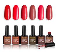 LOPHE Vernis à Ongles Gel Semi Permanent, Coffret Rouge 6 Couleurs, 7,5ml | Coffret Vernis à Ongles Gel UV LED, 6 Couleurs, Studio Manucure DIY Home