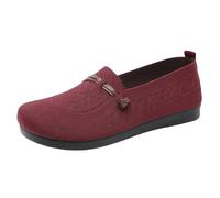 LOPILY Bottes Courtes pour Femmes Talon Marron Autumn New Mesh Breathable Flying Woven Orthopedic Single Shoes Light and Comfortable Not Tired Soft Flat Casual Shoes (Red, 35)