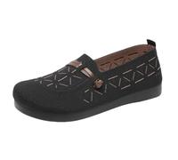 LOPILY Bottes Courtes pour Femmes Talon Marron Autumn New Mesh Breathable Flying Woven Orthopedic Single Shoes Light and Comfortable Not Tired Soft Flat Casual Shoes (Black, 39)