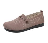 LOPILY Bottes Courtes pour Femmes Talon Marron Autumn New Mesh Breathable Flying Woven Orthopedic Single Shoes Light and Comfortable Not Tired Soft Flat Casual Shoes (Khaki, 40)