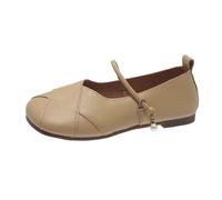 LOPILY Bottes Hautes Rouges pour Femmes avec Talon Femmes, Chaussures Plates, Grande Taille, Mary Jane, Semelle Souple et fraîche, Printemps été et Automne (Khaki, 41)
