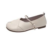 LOPILY Bottes Hautes Rouges Pour Femmes Avec Talon femmes, chaussures plates, grande taille, Mary Jane, semelle souple et fraîche, printemps été et automne (White, 40)