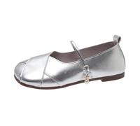 LOPILY Bottes Hautes Rouges pour Femmes avec Talon Femmes, Chaussures Plates, Grande Taille, Mary Jane, Semelle Souple et fraîche, Printemps été et Automne (Silver, 40)