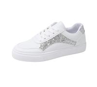 LOPILY Chaussure Bottine Plats pour Femmes, Confortables et Tendance, à Paillettes colorées, pour la Marche, la Course à Pied, Le Tennis, la Course à Pied, à la (Silver, 41)